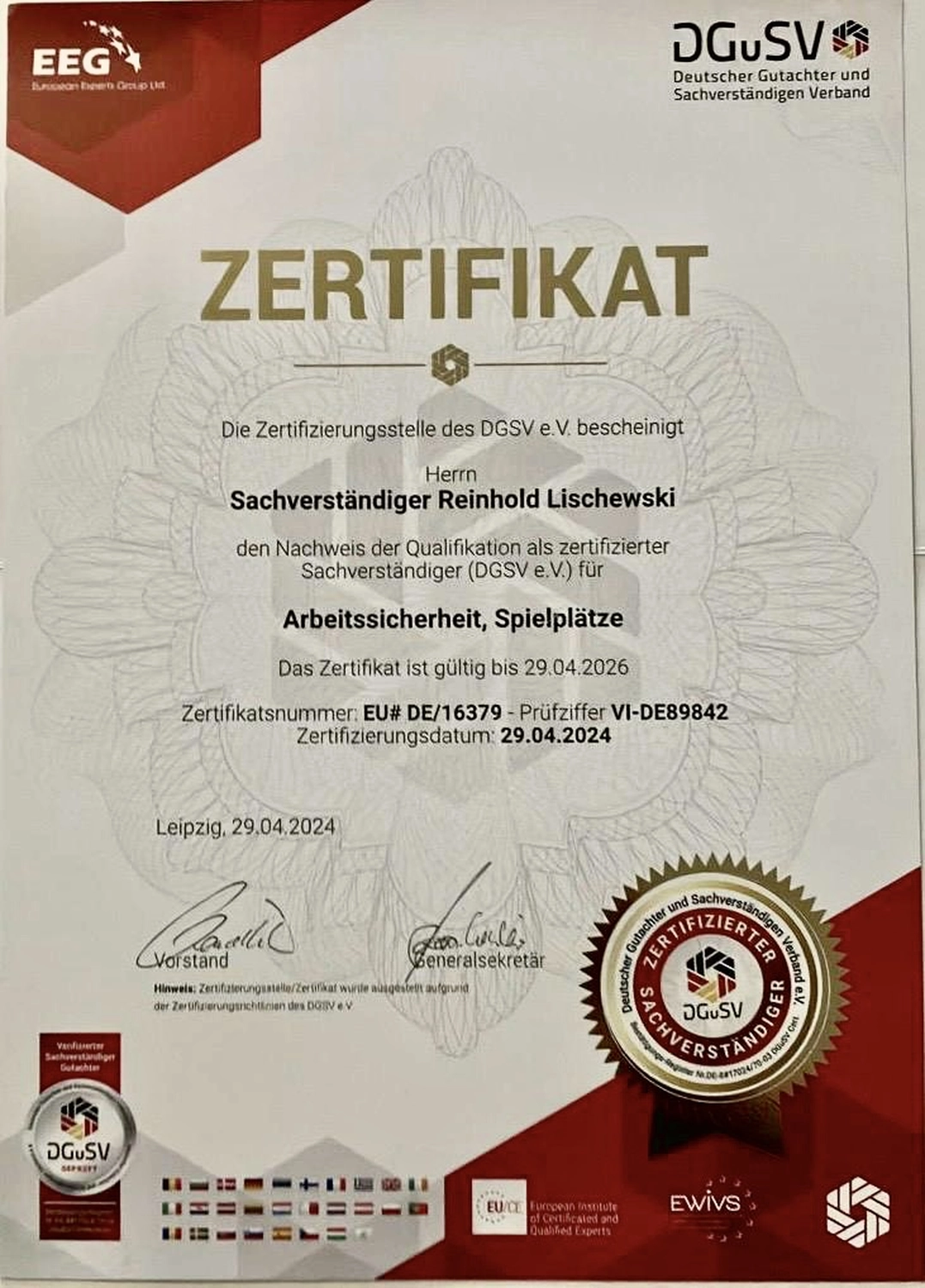 AGESI - Arbeitsschutz - Gesundheitsschutz - Sicherheitsberatung - Zertifikat